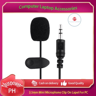 Pluspower 3.5mm Mini Studio Speech Microphone Clip On Lapel For PC