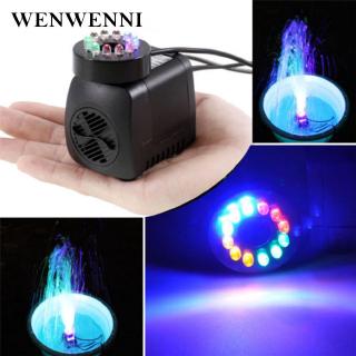 wen-10W Submersible Water Pump with 12 LED Light For Aquarium Rockery Fountain