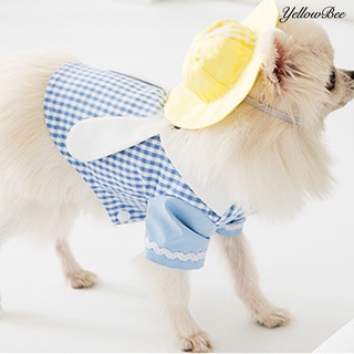 ❀YellowBee Pet Hat All-matching Plaid Fabric Adorable Summer Pet Hat for Outdoor (7)