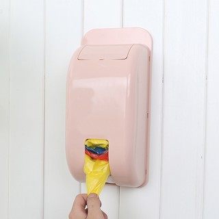 BK✿Candy Color Plastic Self-Adhesive Wall-mounted Garbage Bag Storage Box Container (8)