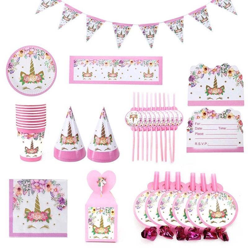 Baby Unicorn Theme Party Decoration Supplies Kids Happy Birthday decorations Set