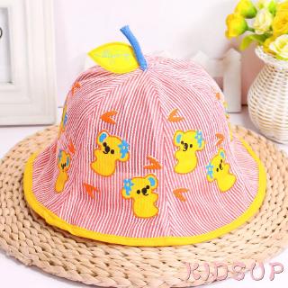 Kidsup Baby Girls Bear Leaves Striped Summer Fashion Cute Sun Hat