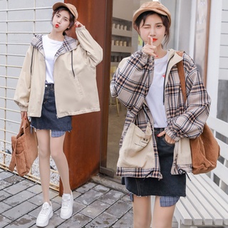 Both Sides Wear Jacket Girl Spring and Autumn Clothes2021New Junior High School Student Korean Style