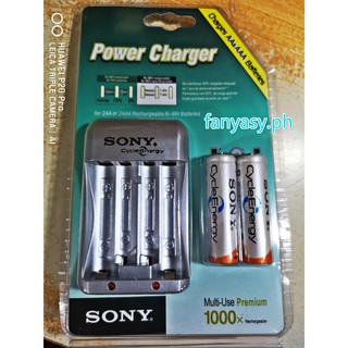 ☽AA and AAA battery charger SONY Compact Charger With Rechargeable Battery（with 2pcs Batteries ）