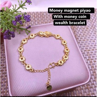 (wikacharms) money magnet piyao with money coin wealth bracelet
