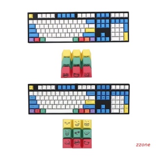 zzz 108 Keys Colorful Chalk Design PBT Backlit Keycaps Set Top / Side Engraving for Cherry MX Keyboard Keycap