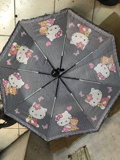 HK automatic umbrella （open/close） hello kitty pink black (4)