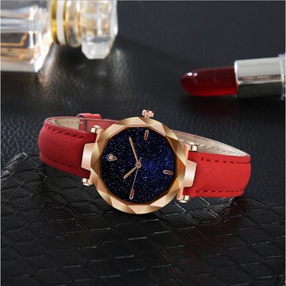 Women Elegant Starry Quartz Watch Leather Analog Wrist Watch
