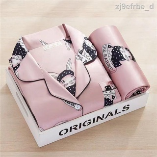 2021new○∋☜M-5XL ice silk pajamas women s new spring and autumn summer thin long sleeve large size ho