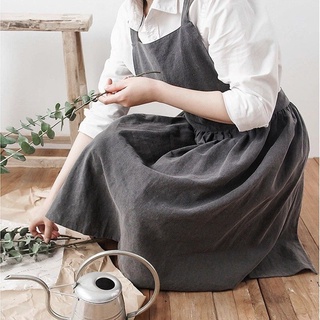 Japanese Cotton Linen Art Aprons Cross Back Bibs Vintage Coffee Shop Flower Shop Gardening Overalls Apron YS.