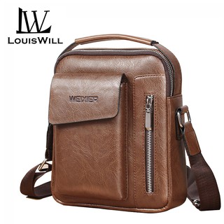LouisWill Messenger Bag Men PU Leather Men Bag Sling Shoulder Crossbody Bag Anti-theft Handbag Casual Business Fashion Bag Waterproof