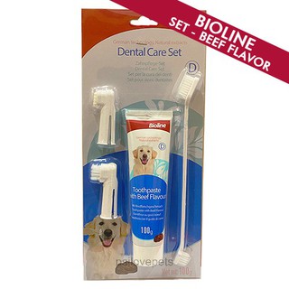 Bioline Cat, Dog Dental Hygiene Set - Toothpaste, Pet Toothbrush