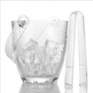 CLEAR GLASS ICE BUCKET WITH TONG