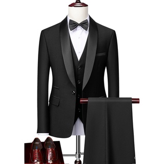 Mens Suits 3 Pieces Set Formal Slim Fit Tuxedo Prom Suit / Male Groom Wedding Blazers High Quality D