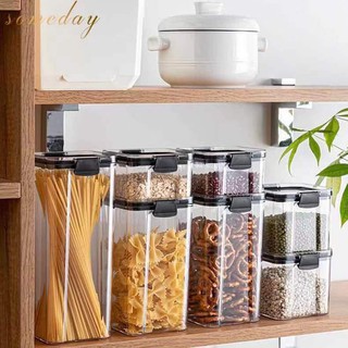 Cereal Storage Container Airtight Food Fresh Box Square Clear Sealed Jar Food Sacks Dispenser PET