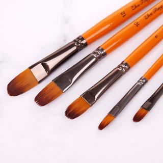 5pcs Filbert Paint Brushes Nylon Hair Watercolor Gouache Paintbrushes Art Tools