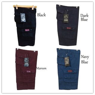 J.Sen 6 Pocket Plain Cargo Shorts Black/Maroon/Blue 619 (1)