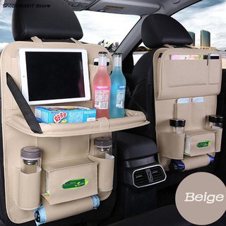 Multi-pocket Car Seat Back Hanging Organizer Bag PU Leather Storage Holder Bag Foldable Shelf