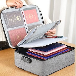 Large Capacity Files Storage Bag 3 Layer Passports Organizer Bag with Lock Waterproof for Travel (1)