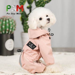 PSMPet Dog Dog Clothes Waterproof and Breathable Reflective Vest Pet Raincoat Dog Four-Legged Pet Cl