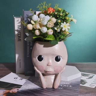 Hot sale Plant Flower Pot Resin Succulent Head Face Art Vase Planter