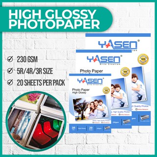 YASEN PHOTO PAPER GLOSSY (3R,4R,5R,A4) 230 GSM 20sheets per pack