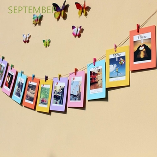 SEPTEMBER High Quality 3Inch Modern DIY Photo Album Frame Picture Display Cute with Wood Clip Rope Colorful Home Decoration Film Picture Paper/Multicolor