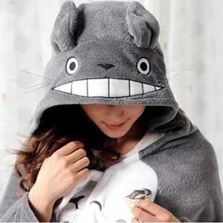 Soft Totoro Plush Cape Cloak Shawl Anime Cosplay Blanket Costume Coat Hood Gifts (1)