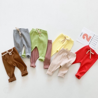 Spring New Baby Boys and Girls Solid Color Cotton Leggings Bottoms
