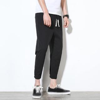 Men Trouser Sports Fitness Casual Bottom Men Solid Long Drawstring Elastic Baggy Plus size (9)
