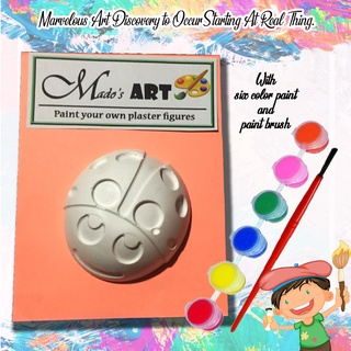 DIY Lady Bug Plaster Figures Painting Set with six color paint and paint brush