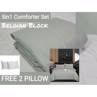 KN (THIN)5in1 comforter set with duvet cover fret pattern queen size us cotton non-fading