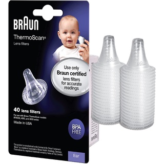 Braun ThermoScan Lens Filters for Ear Thermometer, 40 Count – Disposable Thermometer Covers, Works 0