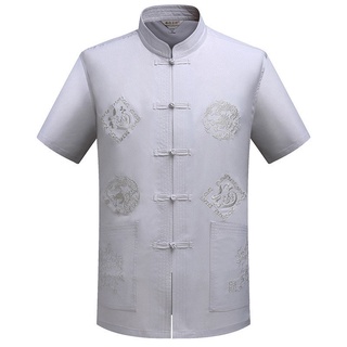【ins】Men Shirt Chinese Cheongsam For Chinese New Year Embroidery Dragon Tang Suit Men Suit xon9