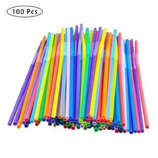 100 pcs Colorful Extra Long Flexible Bendy Party Disposable Drinking Straws YIYUE
