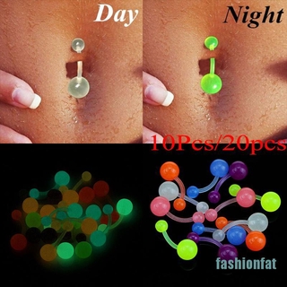 [fashionfat]1Set Luminous Flexible Navel Bar Rings Mixed Belly Button Piercing Body Jewelry