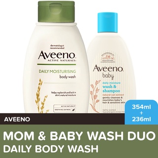 Aveeno Daily Moisturizing Body Wash 354ml + Aveeno Baby Daily Wash & Shampoo 236ml (1)
