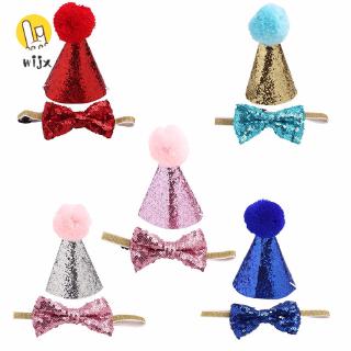 WiJx❤❤❤Summer Korean Pet Dog Cat Puppy Collar Bowknot Hat Adjustable Sequin For Christmas Birthday Party @PH