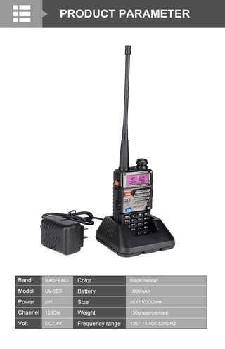 BAOFENG UV-5RE Walkie-Talkie UV 5RE Woki Toki 2Way Radio Vhf Uhf Portable Baofeng Handy Talkie with (2)