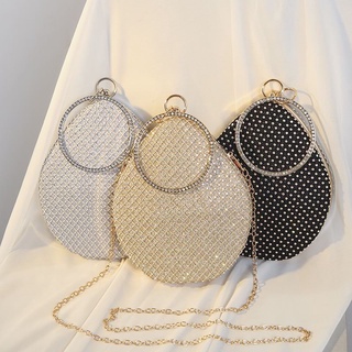 New Dinner Bag Hand-Held Diamond-Embedded Banquet Hand-Held Messenger Bag Clutch for Women