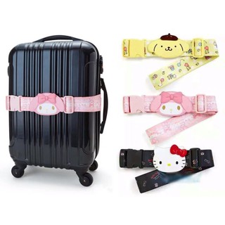 suitcase case℡✔Cute Cartoon PomPom Purin My Melody Luggage Strap Stretch Suitcase Belt Leather Bagga
