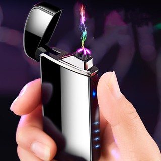 ۩Rechargeable Dual Arc Lighter Zippo Style Windproof Plasma Arc Electronic Electric Lighter