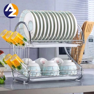 ⭐ AZ ⭐ New Arrival 2 Layer Stainless Dish Drainer Rack