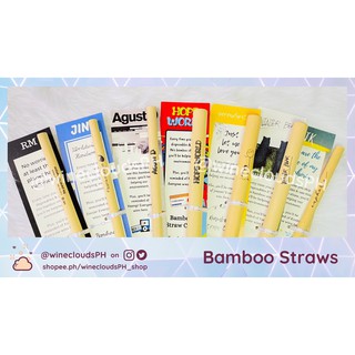 [ONHAND] BTS Reusable Bamboo Straws ♡ Milk Tea Straw and Slim Straw ♡ Plain Straw Pouch