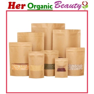 Kraft Stand Up BROWN Pouches with Window (Stand-up Paper Packaging) Sold Per Piece