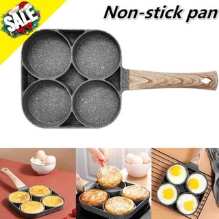 4 Hole Omelet Pan for Burger Egg Ham Pancake Maker Wooden Handle Frying Pot Cook (1)