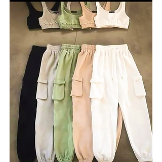 SS TRACY Terno Set Crop Top and Jogger Pants Cargo Pants for Women