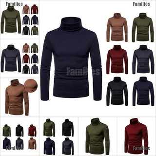 Families Men Long Sleeve Thermal Cotton High Collar Skivvy Turtle Neck Sweater Winter