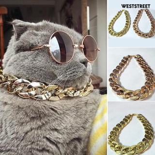 WS_do 36cm/45cm Adjustable Dog Cat Punk Chain Lead Wide Necklace Accessory