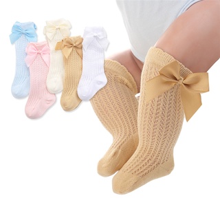 Cute Bowknot Infant Baby Socks Cotton Bows Girls Knee Socks Spring Summer Mesh Kids Infant Toddler